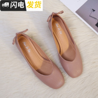 单鞋女2022秋季新款复古方头粗跟浅口女鞋温柔仙女玛丽珍鞋女飘鞋启如休闲鞋