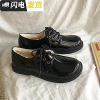 2022冬季新款潮ins小皮鞋女加绒韩版百搭ulzzang复古学生英伦棉鞋启如休闲鞋休闲鞋