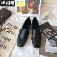 方头小皮鞋女学生韩版百搭ulzzang英伦学院风单鞋粗跟2022冬季潮启如休闲鞋