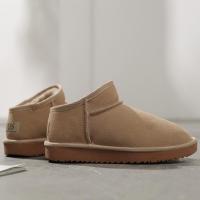 新款雪地靴女短筒斜口厚底懒人低帮雪地靴男情侣款面包鞋启如靴子