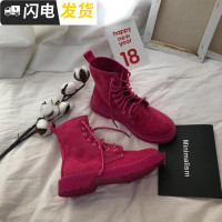 韩版ins大热学院原宿ulzzang街拍高帮机车chic马丁加绒短靴女冬启如