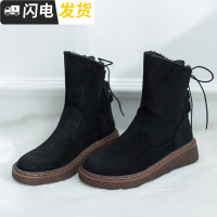 雪地靴女2022秋冬新款韩版加绒马丁靴时尚百搭短靴厚底棉鞋潮启如