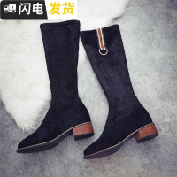 瘦瘦靴2022新款纯色高筒靴子女冬简约百搭显瘦圆头不过膝靴长靴子启如