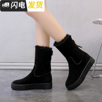 雪地靴女2022秋冬新款韩版学生百搭女靴子中筒靴保暖加绒平底棉靴启如