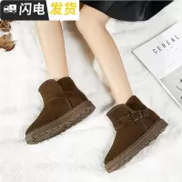 红雪地靴女短筒 内增高裸靴防水雪地棉女一脚蹬 棉鞋懒人启如靴子