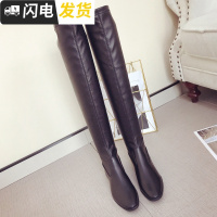 靴子女2022秋冬新款复古英伦风学生低跟过膝长筒靴子chic红皮靴启如