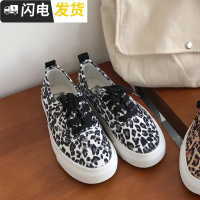 花田橱窗P878帆布鞋女街拍款平底2022新款原宿风休闲学生豹纹鞋女启如