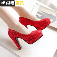 2022新款婚鞋高跟红色敬酒鞋子结婚女鞋粗跟秀禾新娘鞋婚纱礼服鞋启如休闲鞋休闲鞋