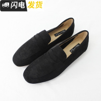 韩国 绒皮小圆头平底单鞋豆豆乐福鞋 修脚显瘦舒适开车鞋大码孕妇启如休闲鞋