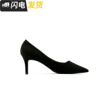 早春秋季单鞋2022新款黑色高跟鞋女细跟尖头职业气质百搭性感斜口启如休闲鞋