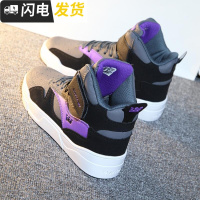 秋冬季加绒韩版复古高帮鞋女运动鞋平底学生跑步街舞鞋魔术贴板鞋启如