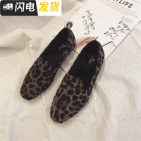 豹纹奶奶鞋2022秋冬新款百搭舒适豹纹平底单鞋女韩版复古奶奶鞋女启如休闲鞋
