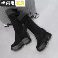 2022秋冬新款加绒过膝长靴女厚底防台显瘦弹力靴百搭增高中筒靴启如靴子