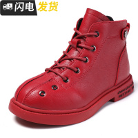 3-12岁冬天儿童马丁靴10短靴9小女孩11加绒8女童鞋7皮鞋6公主棉靴启如