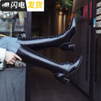 长筒靴女冬2022新款韩版百搭加绒长靴高筒尖头皮靴粗跟中跟骑士靴启如靴子