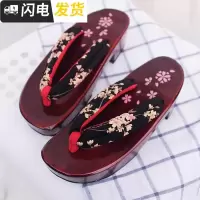 女木头拖鞋cosplay女仿红木印花高跟半月木屐女款启如