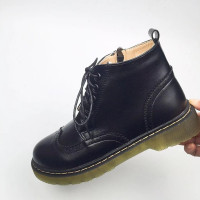 马丁靴女2022新款短筒复古英伦风棕色皮鞋女文艺圆头布洛克短靴女启如