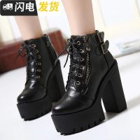 201韩国秋冬新款高跟鞋恨天高粗跟夜店舞台女歌手DS演出DJ女短靴启如