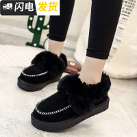 毛毛鞋女秋冬外穿加绒2022新款豆豆鞋保暖雪地棉鞋短靴户外雪地靴启如