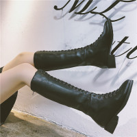 2022新款长靴女秋冬高筒骑士靴系带显瘦马丁靴机车长筒靴及膝靴子启如