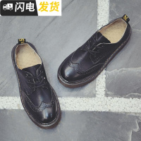 2022冬英伦复古女鞋ins加绒小皮鞋女学院风百搭布洛克女学生单鞋启如休闲鞋