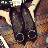 尖头平底单鞋女韩版百搭2022秋季女鞋浅口瓢鞋软底平跟鞋子淑女鞋启如休闲鞋