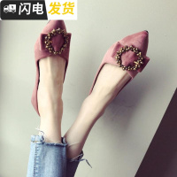 单鞋女平底2022新款韩版钻蝴蝶结尖头鞋百搭浅口软底大码女鞋子启如女士靴子