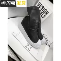 92-新款平底加内增高单款皮面短靴启如