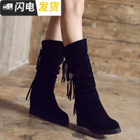 2022秋冬新款女靴子韩版内增高单靴长筒靴加绒大码显瘦平底冬靴潮启如