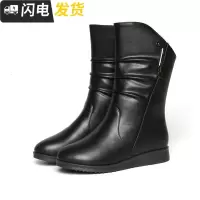 平底靴女2022秋冬新款短靴女圆头雪地靴平跟马丁靴女女中筒靴启如