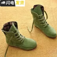 2022欧美秋冬平底短靴马丁靴女韩版简约磨砂短靴系带骑士潮学生鞋启如