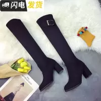 2022秋冬新款粗跟绒面过膝靴磨砂高筒靴长筒靴高跟过膝长靴女靴子启如