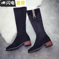 2022秋冬新款百搭中跟及膝靴粗跟高筒女靴显瘦长筒弹力不过膝长靴启如靴子