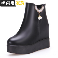 2022秋冬新款女鞋内增高厚底短靴韩版坡跟马丁靴高跟女短靴棉鞋女启如