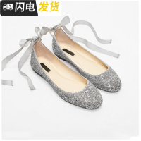仙女鞋礼服鞋浅口加绒绑带伴娘鞋晚晚鞋女银色平底鞋亮片单鞋婚鞋启如女士高帮鞋