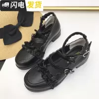 日系梅露露lolita鞋低跟洛丽塔鞋子花边蝴蝶结圆头软妹学生制服鞋启如休闲鞋休闲鞋