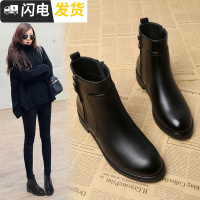 2022秋冬季新款百搭女鞋马丁靴粗跟平底加绒红齐踝瘦瘦小跟短靴启如高帮鞋