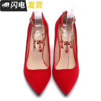 新娘鞋高跟婚鞋女2022新款红色粗跟敬酒鞋孕妇韩版结婚鞋子秀禾鞋启如女士高帮鞋