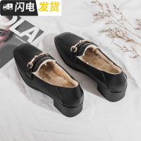 ins小皮鞋女2022春季新款百搭韩版英伦风复古方头中粗跟乐福鞋女启如女士高帮鞋