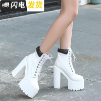 2022新款欧美女鞋粗跟马丁靴松糕超高跟防台舞台演出DS短靴单靴启如