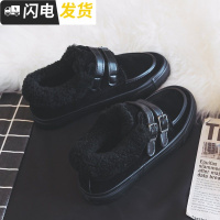 棉鞋女2022冬季新款韩版百搭学生加绒帆布鞋套脚板鞋加厚二棉鞋潮启如