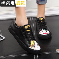 少女韩版个性涂鸦帆布鞋11大童可爱手绘12中小学生皮面小白鞋启如