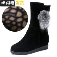 2022加厚短靴女平底内增高中筒靴加绒保暖棉鞋女靴子雪地靴女冬天启如