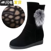 2022加厚短靴女平底内增高中筒靴加绒保暖棉鞋女靴子雪地靴女冬天启如