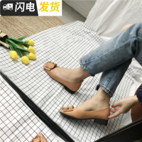 韩版简约复古方头设计橡胶软底缠绕金属方扣蝴蝶结单鞋低帮鞋秋季启如休闲鞋