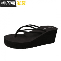 厚底坡跟双带高跟人字拖女夹脚拖鞋沙滩拖松糕防滑凉拖鞋启如
