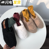 特特特,回馈价格卷毛白色毛毛鞋皮带扣复古装饰软底平底鞋女鞋启如休闲鞋