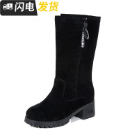 雪地靴女2022新款中跟粗跟防防滑中筒靴加厚保暖棉靴子拉链短靴启如