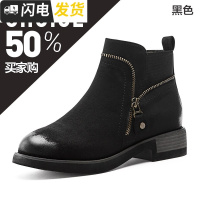 马丁靴女2022新款短靴平底短筒英伦风复古圆头机车粗跟女鞋潮启如