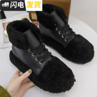 红靴女2022新款韩版马丁靴超火毛毛短靴女冬外穿厚底保暖雪地靴启如